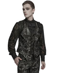 Punk Rave Mens Gothic Aristocrat Houndstooth Damask Waistcoat Vest - Black & White