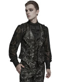 Punk Rave Mens Gothic Aristocrat Houndstooth Damask Waistcoat Vest - Black & White