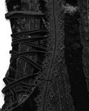 Punk Rave Daily Life Womens Long Gothic Crushed Velvet Applique Maxi Dress - Black