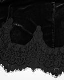 Punk Rave Daily Life Womens Long Gothic Velvet Ruched Split Waist Skirt - Black
