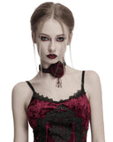 Punk Rave Daily Life Womens Gothic Burning Rose Choker Collar Necklace - Red