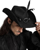 Punk Rave Mens Apocalypse Wasteland Punk Western Skulls Cowboy Hat - Black