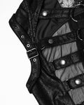 Punk Rave Womens Gothic Cyberpunk Hooded Harness Chiffon Cloak Cape