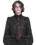 Devil Fashion Mens Gothic Crucifix Jacquard Neck Tie - Black & Red