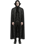 Punk Rave Mens Long Gothic Double-Breasted Cloak With Detachable Lace Ruffle