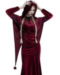 Punk Rave Daily Life Womens Velvet Gothic Lolita Hooded Split Tails Bolero Cape - Red