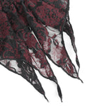Eva Lady Dark Devore Baroque Gothic Velvet Beaded Cuff Gloves - Black & Red