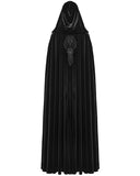 Punk Rave Womens Long Gothic Velvet & Lace Applique Hooded Cloak - Black