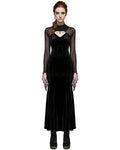 Punk Rave Womens Regency Gothic Velvet & Mesh Beaded Evening Dress