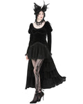 Dark In Love Womens Regency Gothic Velvet & Ruffled Lace Hi-Low Dress