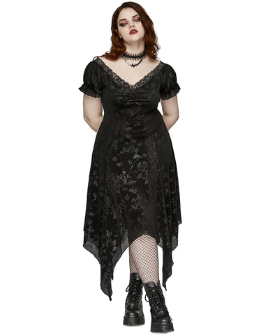 Punk Rave Plus Size Womens Gothic Dark Rose Dress