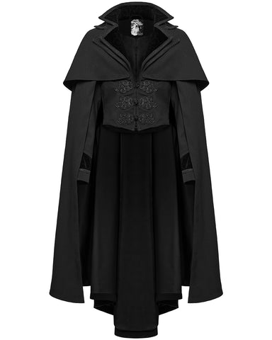 Punk Rave Mens Salazar Regency Gothic Vampire Cloak - Black
