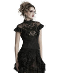 Punk Rave Womens Elegant Gothic Floral Lace Applique Blouse Top