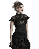 Punk Rave Womens Elegant Gothic Floral Lace Applique Blouse Top