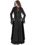 Devil Fashion Womens Long Gothic Fringed Hood Cloak Coat - Black