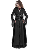 Devil Fashion Womens Long Gothic Fringed Hood Cloak Coat - Black