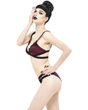 Devil Fashion Two-Piece Gothic Bikini Swimwear Set - Crimson Red & Black