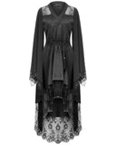 Dark In Love Womens Black Gothic Satin & Lace Kimono Dress