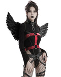 Punk Rave Womens Fallen Angel Gothic Feathered Wings Harness - Black & Red