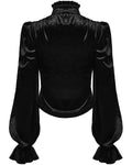 Punk Rave Womens Victorian Gothic Velvet Blouse Top With Lace Contrast