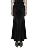 Punk Rave Womens Long Gothic Velvet & Lace Applique Maxi Skirt