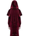 Punk Rave Daily Life Womens Velvet Gothic Lolita Hooded Split Tails Bolero Cape - Red