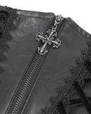 Eva Lady Womens Baroque Damask Gothic Buckled Crucifix Waist Cincher Corset