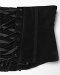 Punk Rave Womens Baroque Gothic Rose Embroidered Velvet Cincher Corset - Black