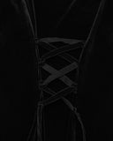 Punk Rave Womens Dark Gothic Velvet Applique Fishtail Dress