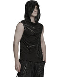 Punk Rave Mens Apocalyptic Gothic Spliced & Shredded Hooded Tank Top Vest