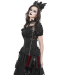 Devil Fashion Womens Gothic Crucifix Lace Applique Handbag - Red Velvet