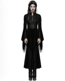 Punk Rave Womens Long Gothic Velvet & Lace Beaded & Embroidered Maxi Dress