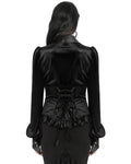 Punk Rave Daily Life Gothic Gradient Velvet Bat Collar Blouse Top - Black