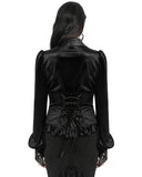 Punk Rave Daily Life Gothic Gradient Velvet Bat Collar Blouse Top - Black