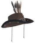 Devil Fashion Mens Steampunk Stetson Feathered Cowboy Hat - Brown