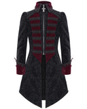 Devil Fashion Mens Gothic Aristocrat Paisley Velvet Coat - Black & Red