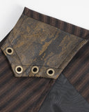 Devil Fashion Mens Tennyson Striped Steampunk Waistcoat - Brown -