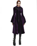 Punk Rave Womens Gorgeous Gothic Lace Applique Hooded Coat - Extended Size Range - Purple Velvet