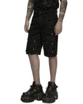 Punk Rave Mens Apocalyptic Punk Studded & Shredded Cutoff Shorts