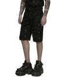 Punk Rave Mens Apocalyptic Punk Studded & Shredded Cutoff Shorts