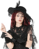 Dark In Love Womens Gothic Lace Feathered Rose Mourning Hat