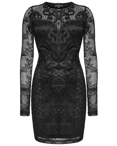 Punk Rave Daily Life Elegant Gothic Lace Applique Mini Dress