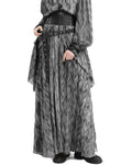 Devil Fashion Womens Long Victorian Steampunk Straps Maxi Skirt - Grey & Black