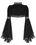 Dark In Love Womens Elegant Gothic Flared Sleeve Velvet & Lace Bolero Shrug