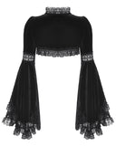 Dark In Love Womens Elegant Gothic Flared Sleeve Velvet & Lace Bolero Shrug