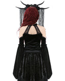 Dark In Love Womens Romantic Gothic Velvet & Lace Teardrop Cutout Blouse Top