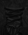 Punk Rave Daily Life Long Gothic Rose Lace & Pleated Mesh Lace Up Maxi Dress