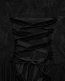 Punk Rave Daily Life Long Gothic Rose Lace & Pleated Mesh Lace Up Maxi Dress