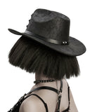 Punk Rave Unisex Distressed Faux Leather Strapping Fedora Hat