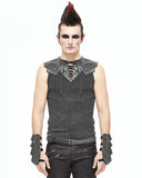 Devil Fashion Mens Steampunk Armour Gauntlet Gloves - Distressed Grey